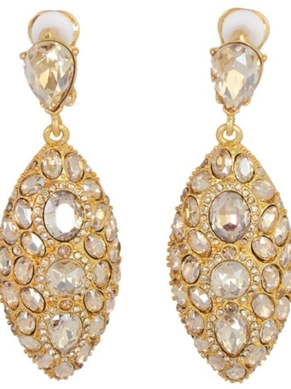 Oscar de La Renta Crystal Drop Earrings Clip